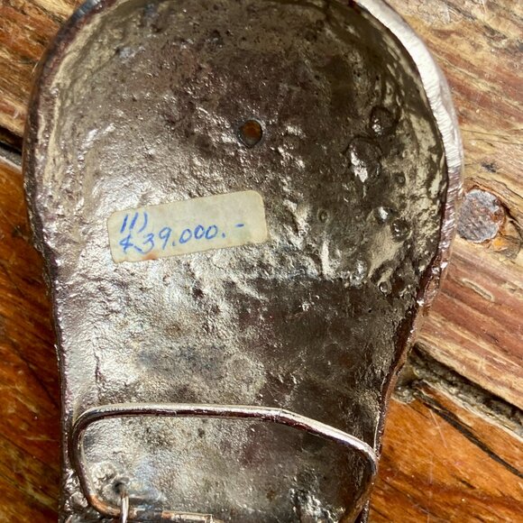 Vintage Artisan Belt Buckle Brutalist Mixed Silver Metal Boho Heavy Statement 6\